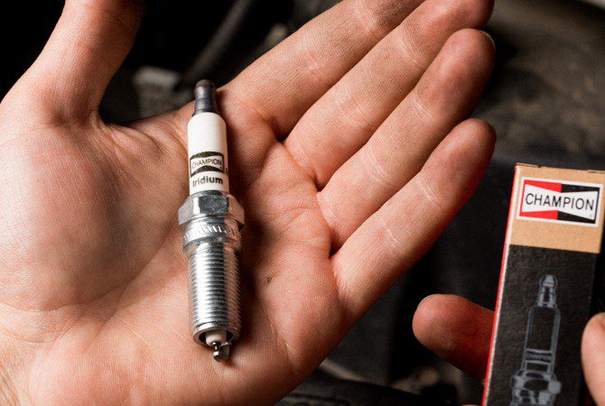 mechanic holding champio